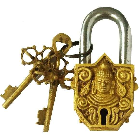 Brass Lord Buddha Padlock Vintage Design