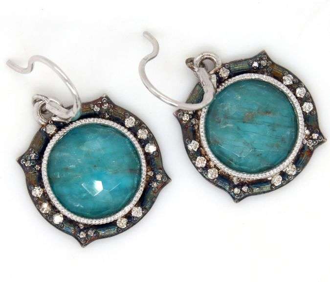 925 Sterling silver Armenta diamond and doublet drop earrings