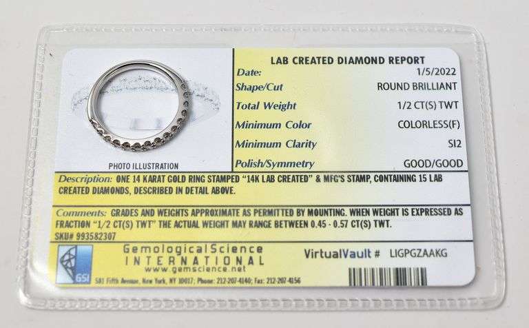 Sparkling 14K White Gold Lab Diamond Ring Band