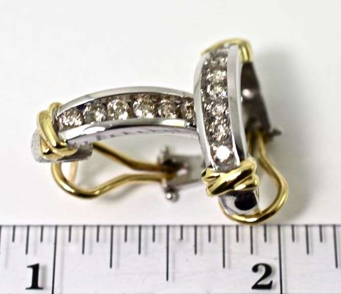 Lovely 14K White Gold Channel Set Diamond Earrings