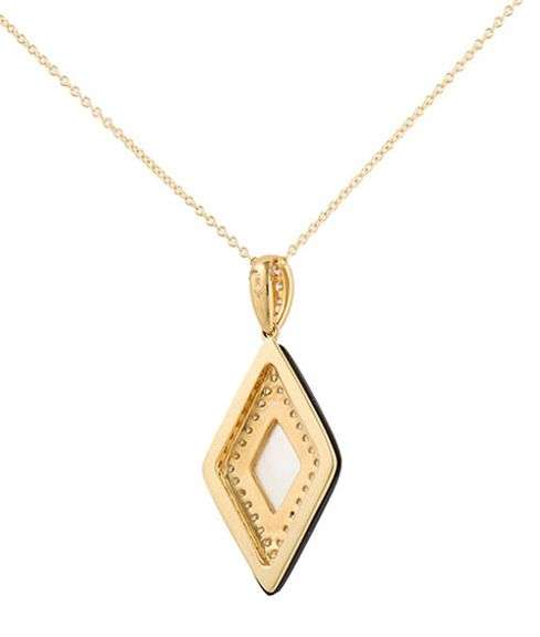 New Doves by Doron Paloma Onyx Quartz Over MOP and 0.32ctw Diamond Pendant Necklace in 18K