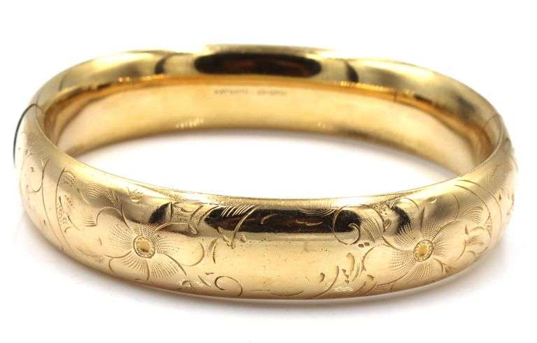 12kt Gold filled engraved bangle bracelet