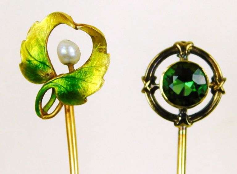 2 Antique 14K Gold Stick Pins