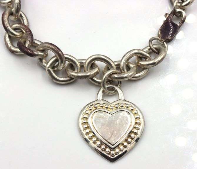 Judith Ripka Link Bracelet With Heart Charm