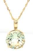 14kt Yellow gold round Prasolite pendant on chain