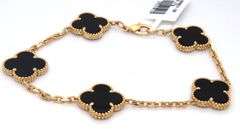 18KT Yellow Gold Five Motifs Black Onyx Bracelet
