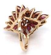 14kt Yellow gold 1.40ctw Ruby and diamond cluster ring