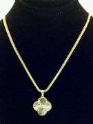 14K Yellow Gold Box Chain with Alhambra Pendant