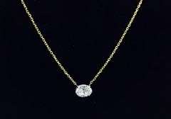 14K Two-Tone Oval Lab Diamond Pendant Necklace