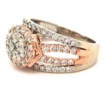 10kt White gold diamond cluster wedding set