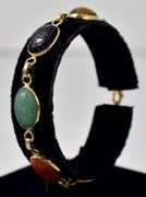 Fantastic 14K Yellow Gold Scarab Beetle Multi-Gemstone Bracelet