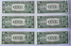 Five 1935 E Unc$1 Silver Certificates
