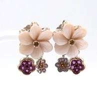 925 Sterling Silver Pink Mother Of Pearl Bracelet And Earrings Set