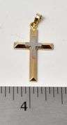 Stunning 14K Yellow and White Gold Cross Pendant