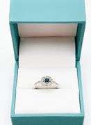 14kt Solid White Gold, Blue Sapphire, & Diamond Ring
