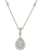 1.15ctw Round Diamond Pear Shaped Double Frame Pendant Necklace in 14K