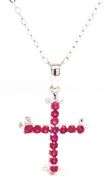 14kt White gold 0.60ctw Ruby cross pendant on chain