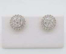 1.10CTW Diamond Cluster Stud Earrings