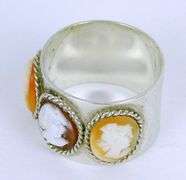 Italian Wide Sterling Cameo Ring, Size 9