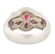 1.50ct Oval Ruby and 1.30ctw Diamond Three Stone Halo Statement Ring in 18K