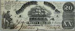 $20 CSA Note Sept 7 1861 Series.