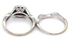 Lovely 14K WG Diamond Halo 2 Piece Set