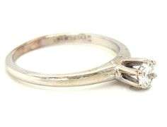 14kt White gold round brilliant cut solitaire diamond engagement ring