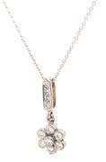 18kt White gold 0.50ctw diamond flower cluster pendant on chain