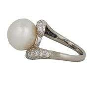 13.0MM South Sea Pearl and 1.10ctw Pave Diamond Bypass Ring in 18K