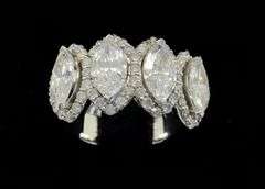 14K White Gold Marquise Cut Lab Diamond Ring