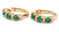 14kt Yellow gold 1ctw emerald and diamond earrings