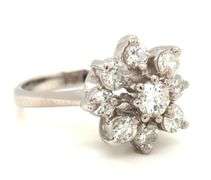 14kt White gold 1.20ctw diamond cluster ring