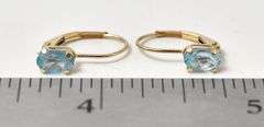 Simply Elegant 10K Yellow Gold Blue Topaz Gemstone Dangle Earrings