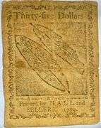 Jan 14  1779 Continental Currency $35 Note.
