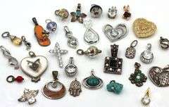 Group lot of charms pendants in 925 sterling silver
