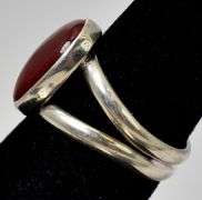 Carnelian Gemstone Ring in Sterling Silver