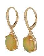 4.50ctw Ethiopian Opal and 0.10ctw Diamond Drop Earrings in 14K