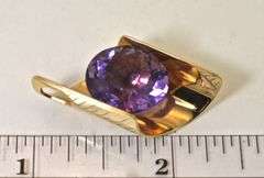 Dramatic 14K Yellow Gold Amethyst Pendant