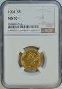Ultra Choice BU 1904 $5 Liberty Gold Piece. NGC MS64