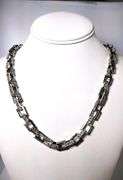 Huge 65.8 Gram 14 Kt White Gold Plated Rolo Box Link Necklace
