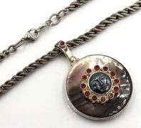 925 Sterling Silver Sajen Autehntic Carved Moon Face Pendant With Chain