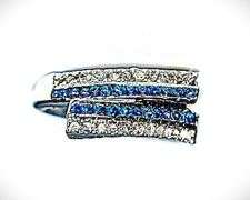 Sparkling 1.25 Cttw Natural  Raw White Diamond and Simulated Blue Sapphire Diamond Ring