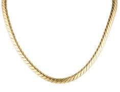 Polished 5.0MM Half Round Link Necklace in 18K