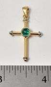Admirable 10k Yellow Gold Emerald Gemstone Cross Pendant