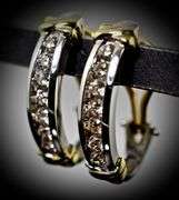 Lovely 14K White Gold Channel Set Diamond Earrings