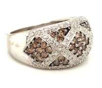 18kt White gold 1ctw brown and white diamond X ring