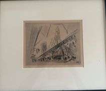 Investment quality! John Marin – "Downtown, The El" (Original Etching, Limited Edition, New Republic
