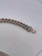 CERTIFIED 14K WHITE GOLD DIAMOND CUBAN LINK BRACELET.