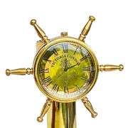 Brass Ship Wheel Compass & Clock