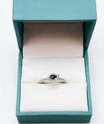 14kt Solid White Gold, Sapphire, & Diamond Ring